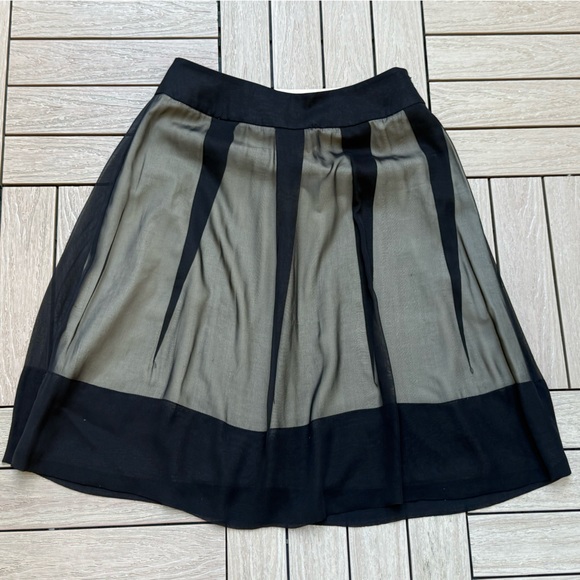 TeenFlo Canada black sheer tan pleated silk organza knee length skirt - Picture 9 of 11